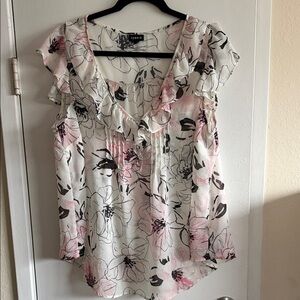Torrid Pink and Black Floral Blouse